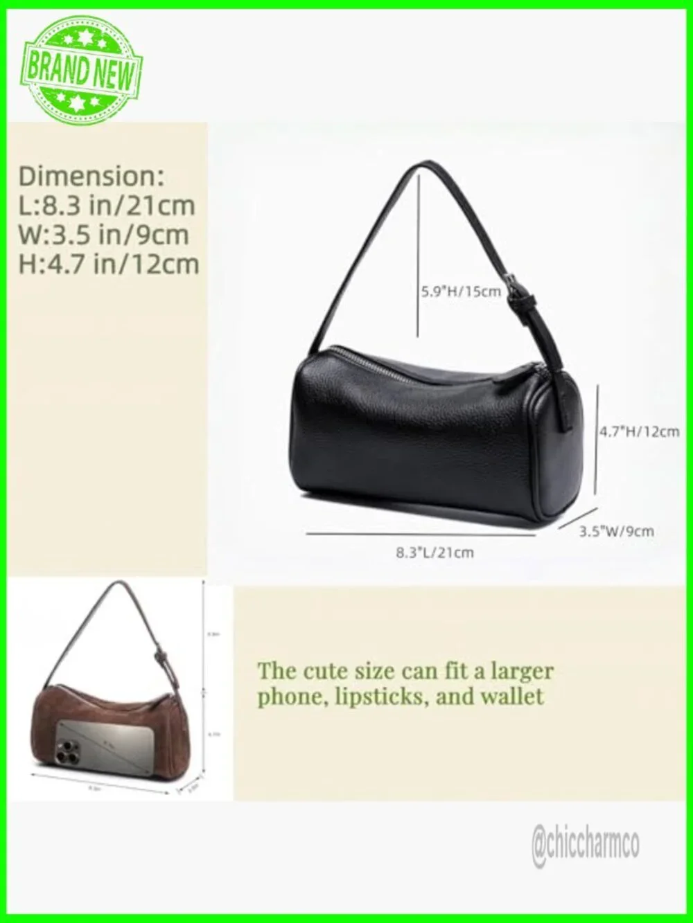 Genuine Leather Small Crossbody Hobo Bag Adjustable Strap